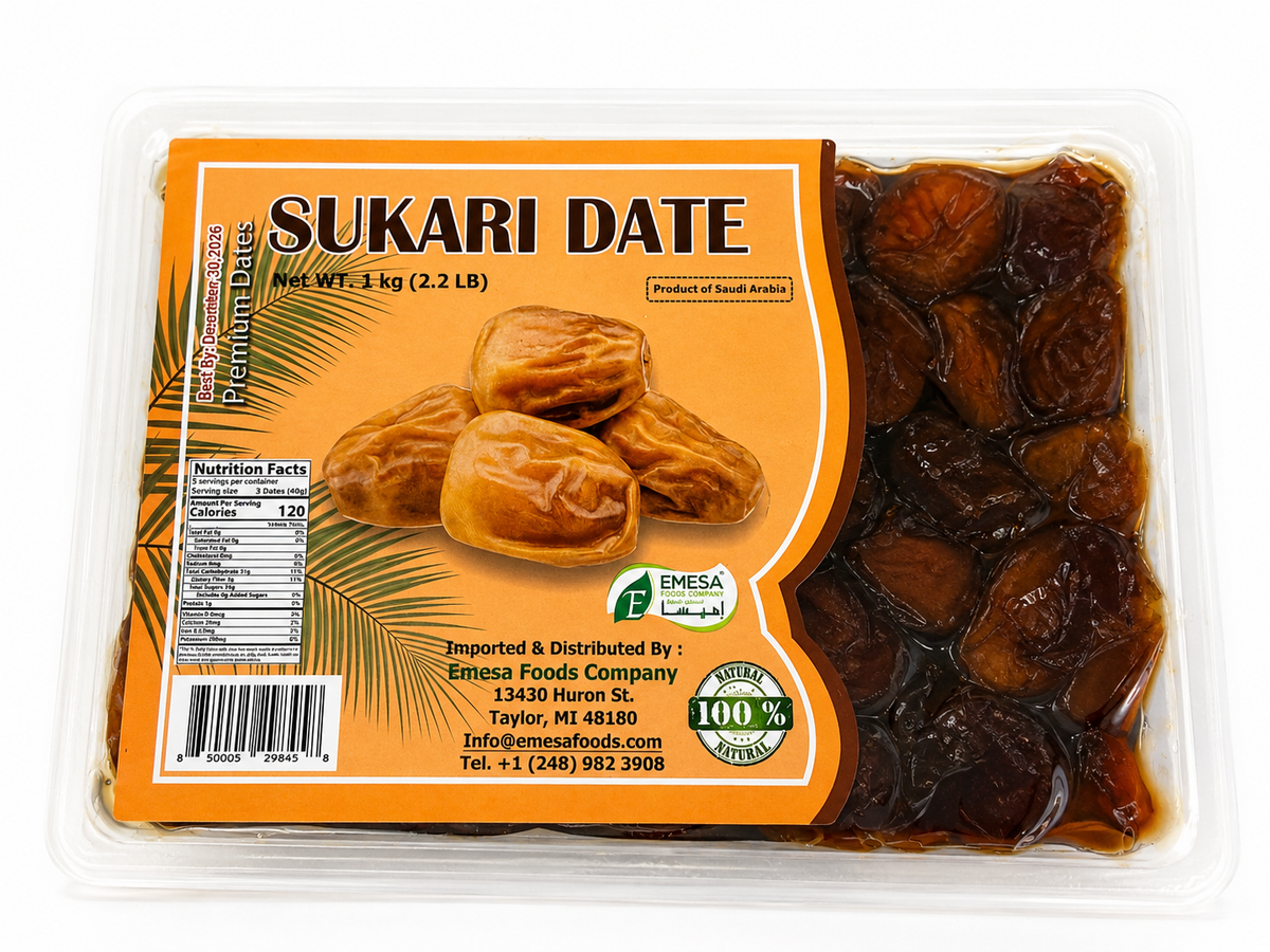Vacuumed Sukari Dates – 100% Natural Saudi Dates (2.2 lb / 1kg)